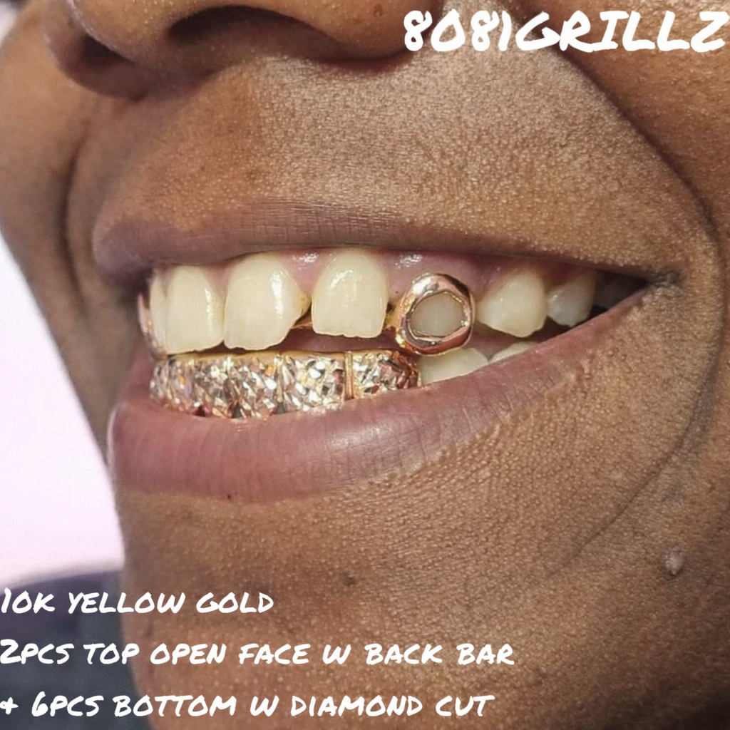 10K TOP OPEN FACE W BACK BAR +  BOTTOM W DIAMOND CUT