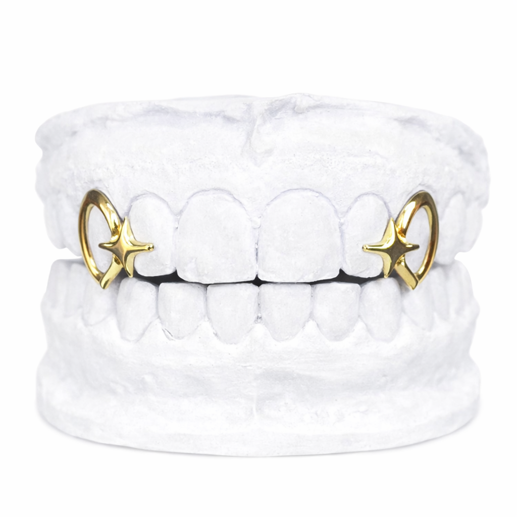 10K Yellow Gold Star Fang Grill Set